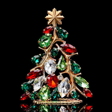 Impressive handcrafted glitzy gold table top Christmas tree.