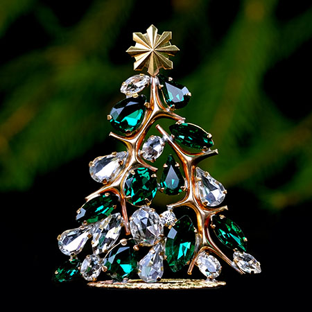 Impressive handcrafted glitzy gold table top Christmas tree.