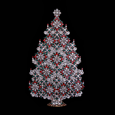 Huge vintage Christmas tree from festive colored rhinestones