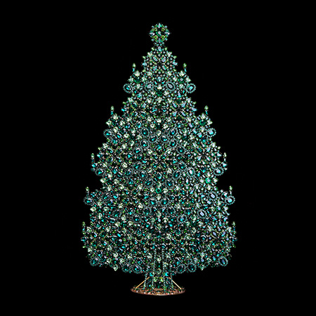 Huge vintage Christmas tree from green rhinestones