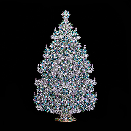 Huge vintage Christmas tree from pastel colored rhinestones