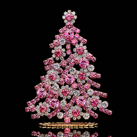 Luminous Christmas tree handmade with pink rhinestones