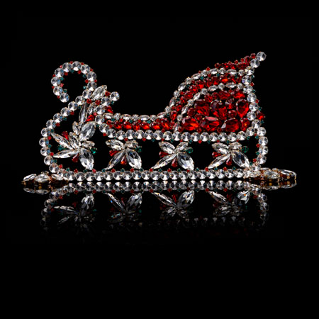 Santa's sleigh  - rhinestones  table top Christmas decoration