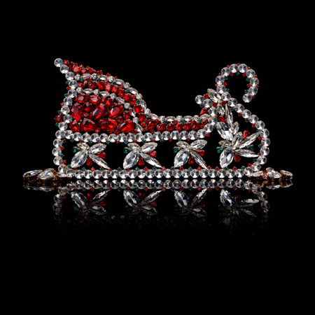 Santa's sleigh  - rhinestones  table top christmas decoration.