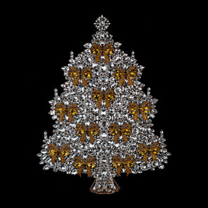 Rhinestone Christmas Tree with Gold Bows