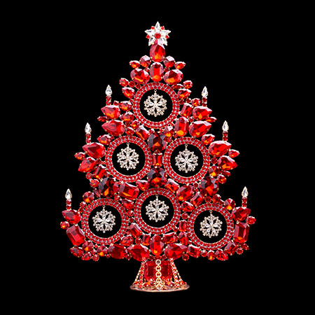Handcrafted Czech Christmas tree -  tabletop Czech Christmas tree with snowflakes decoration.