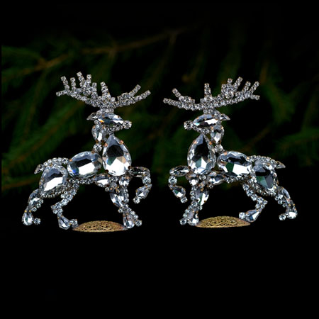 Reindeers - decoration for Christmas - clear rhinestones.