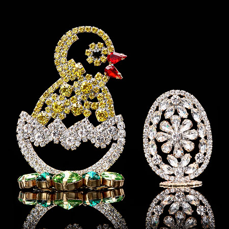 Easter hatchling and Easter egg made from rhinestone crystal.