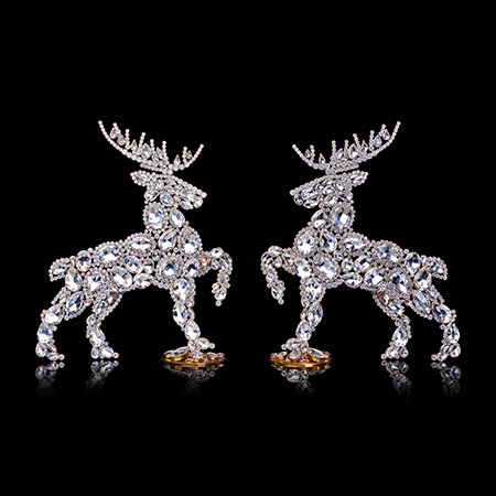 Santa´s reindeers set with clear rhinestones - christmas decoration