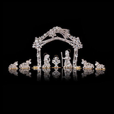 Bethlehem tabletop decoration in sparkling clear crystal.