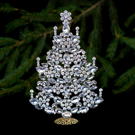 Sparkly Christmas tree, handcrafted with Czech rhinestones.