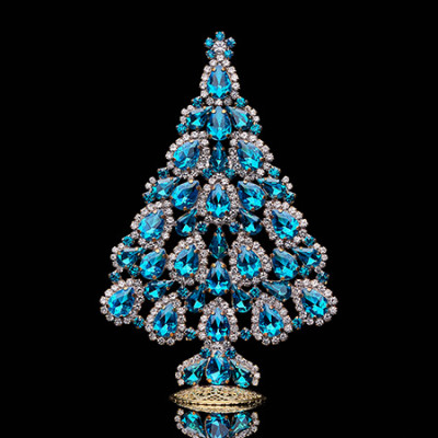 Splendid handmade Czech Christmas tree - with aqua rhinestones