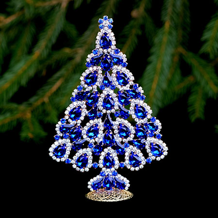 Splendid handmade Czech Christmas tree - with blue rhinestones.