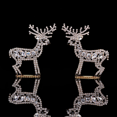 Twinkling reindeer set - handmade tabletop Christmas decoration.