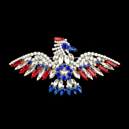 Handcrafted decorative brooch with US eagle.