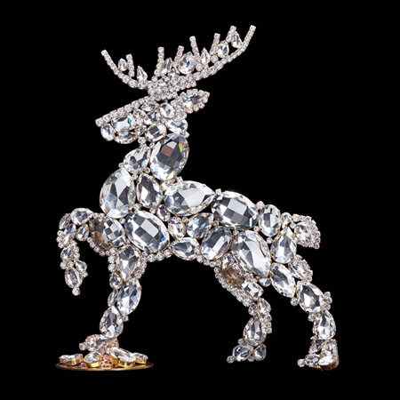 Santa´s reindeer with clear rhinestones - Christmas decoration.