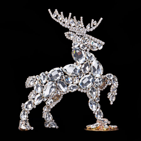 Santa´s reindeer with clear rhinestones - Christmas decoration.