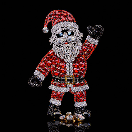 Handmade Santa Claus from sparkling red and crystal rhinestones.