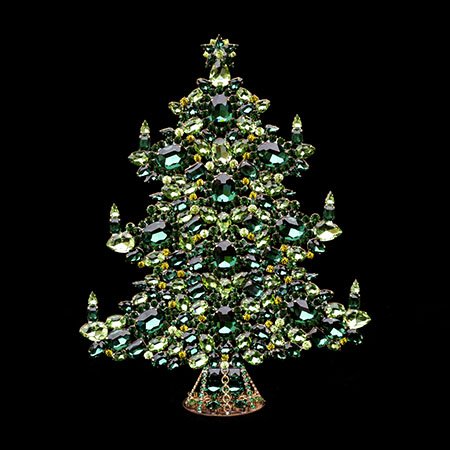 Handmade Christmas tree -  tabletop decoration with green rhinestones.