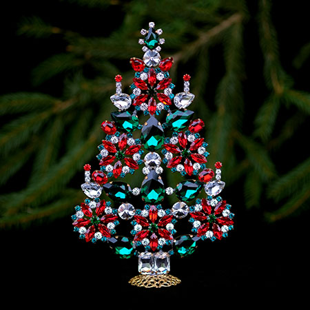 Handmade Christmas tree - with colored rhinestones.