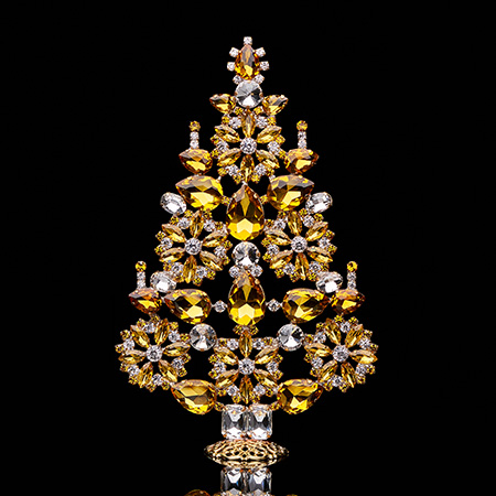 Handcrafted Christmas tree - Topaz crystals.