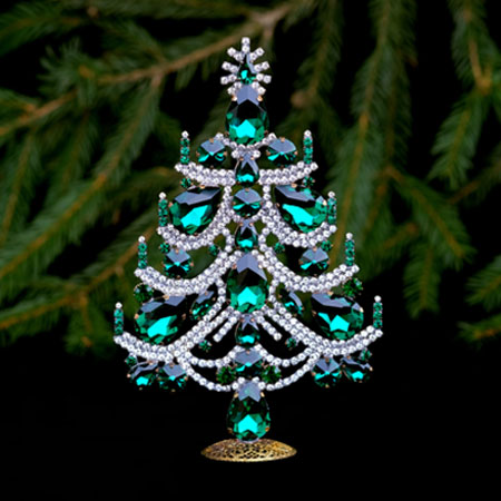 Charming Xmas tree - handcrafted with rhinestones ornaments.