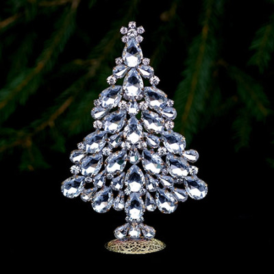 Handmade Xmas tree - table top decoration with rhinestones.